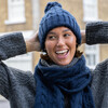 Navy Cable Knit Winter Bobble Hat