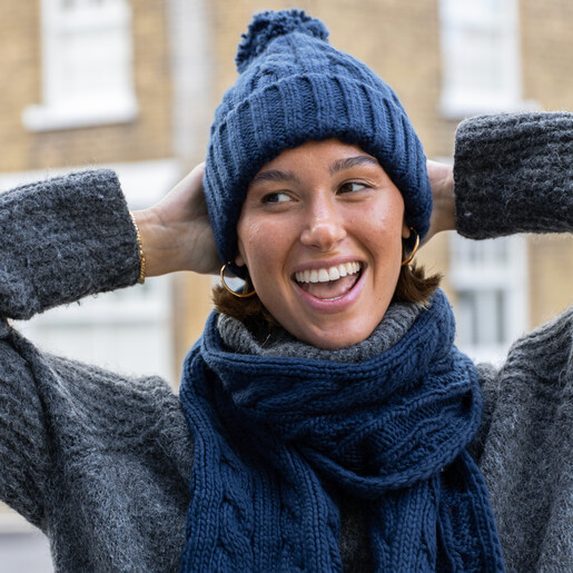 Navy blue bobble hat online