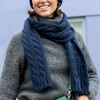 Model Shot Navy Cable Knit Winter Scarf