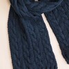 Close Up of Navy Cable Knit Winter Scarf