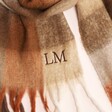 Close Up of Personalised Brown Check Winter Scarf