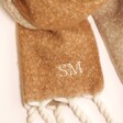 Close Up of Personalised Camel Two Tone Winter Scarf