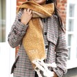 Personalised Camel Two Tone Winter Scarf styled on Model