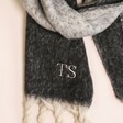 Close Up of Personalised Charcoal Two Tone Winter Scarf Personalisation