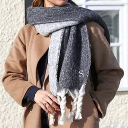 Personalised Charcoal Two Tone Winter Scarf