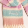 Close Up of Personalised Pastel Stripe White Winter Scarf