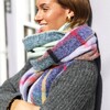 Model Shot of Pink Tartan Winter Scarf