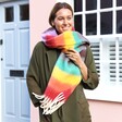 Model Shot of Rainbow Thick Stripe Winter Scarf