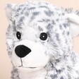 Close Up of Warmies Snow Leopard Microwavable Soft Toy