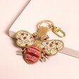 A Gold Beaded Keyring in the Shape of a Bumblebee with a Gold Lobster Clasp