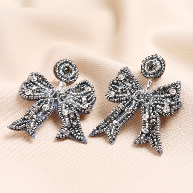 My Doris Bow Drop Earrings in Silver