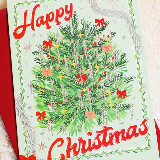The Art File Sparkly Tree Happy Christmas Card