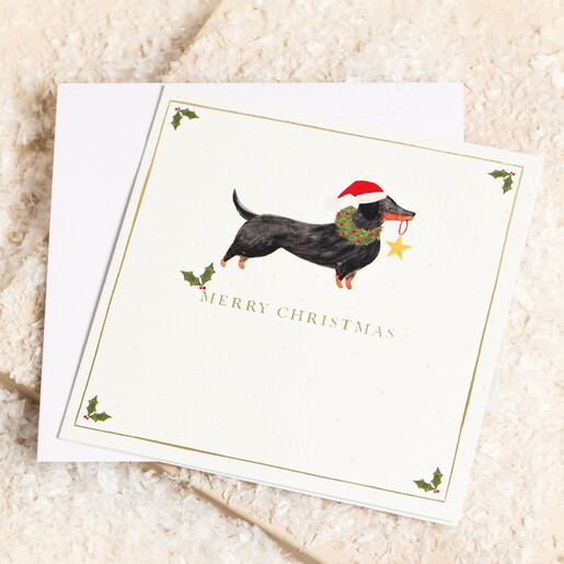 The Art File Sausage Dog Merry Christmas Cards 10 Pack