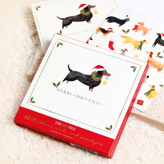 The Art File Set of 10 Sausage Dog Merry Christmas Cards