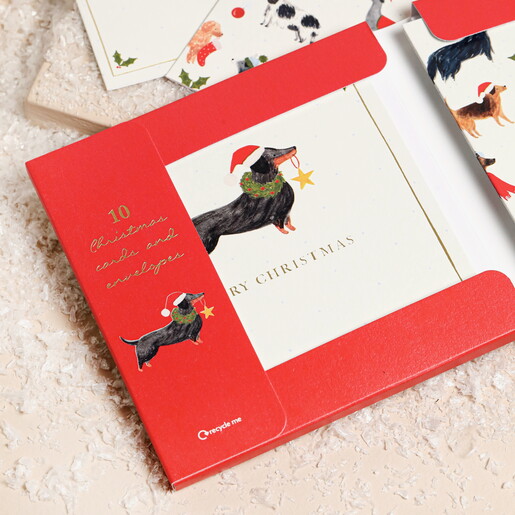 The Art File Sausage Dog Merry Christmas Cards 10 Pack
