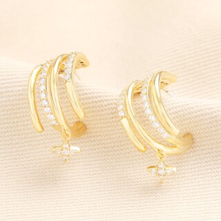 Crystal Illusion Hoop Earrings With Star Drop