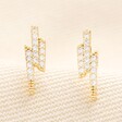 Crystal Lightning Bolt Stud Earrings in Gold