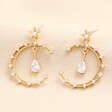 Crystal Moon and Teardrop Drop Earrings in Gold