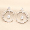 Crystal Moon and Teardrop Drop Earrings in Silver