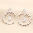 Crystal Moon and Teardrop Drop Earrings in Silver