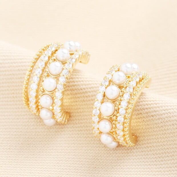 Crystal and Pearl Illusion Earrings Crystal and Pearl Illusion Earrings