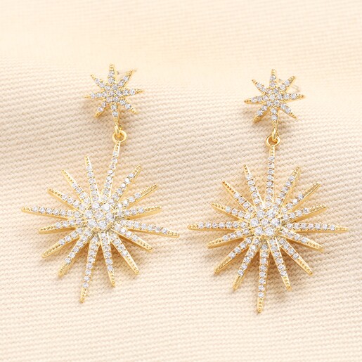 Double Star Crystal Large Earrings