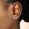 Close Up of Tiny Crystal Star Stud Earrings in Gold on Model