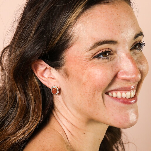 Brown and Crystal Statement Stud Earrings