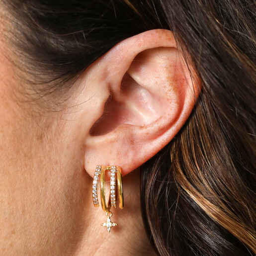 Crystal Illusion Hoop Earrings With Star Drop