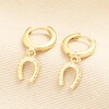 Crystal Horseshoe Huggie Hoop Earrings in Gold