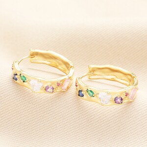 Molten Gem Huggie Hoop in Gold