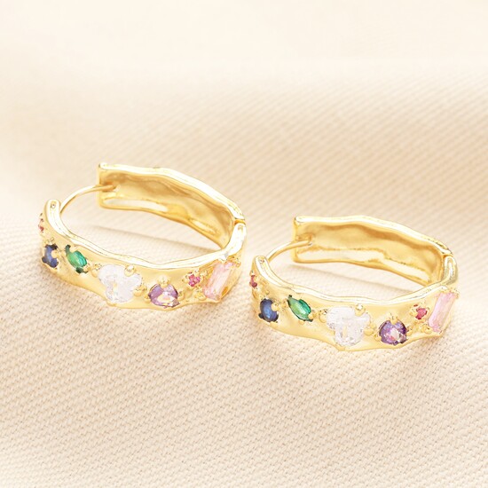 Molten Gem Huggie Hoop in Gold