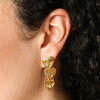 Molten Heart Trio Drop Earrings in Gold on Model