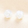 Pearl Rose Stud Earrings in Rose Gold