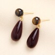 Purple Tortoiseshell Drop Earrings in Gold