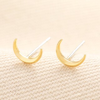 Tiny Moon Stud Earrings in Gold