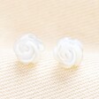 Tiny White Daisy Stud Earrings in Gold