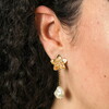 Flower and Pearl Drop Earrings on Model
