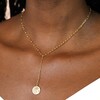Round Moon and Star Drop Pendant Necklace in Gold on Model