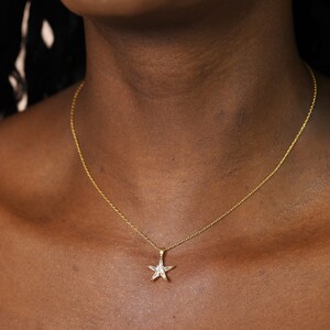 Crystal Star Pendant Necklace in Gold