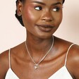 Silver Heart T-Bar Necklace on Model