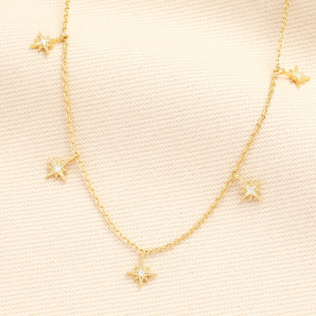 Crystal Star Charms Pendant Necklace in Gold Crystal Star Charms Pendant Necklace in Gold