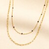 Double Layer Black Beaded Necklace in Gold