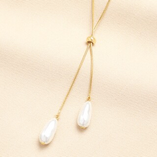 Double Pearl Drawstring Necklace