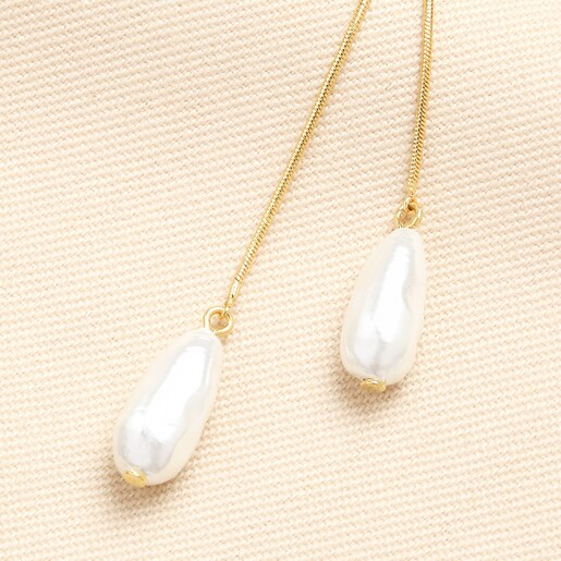 Close up of Double Pearl Drawstring Necklace