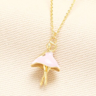 Enamel Ballerina Necklace in Gold
