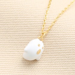 Enamel Ghost Pendant Necklace in Gold