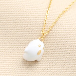 Enamel Ghost Pendant Necklace in Gold