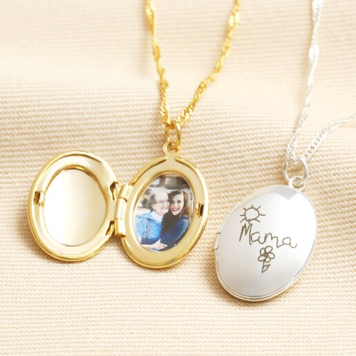 Personalised 'Your Drawing' Oval Locket Necklace