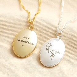 Personalised 'Your Drawing' Oval Locket Necklace